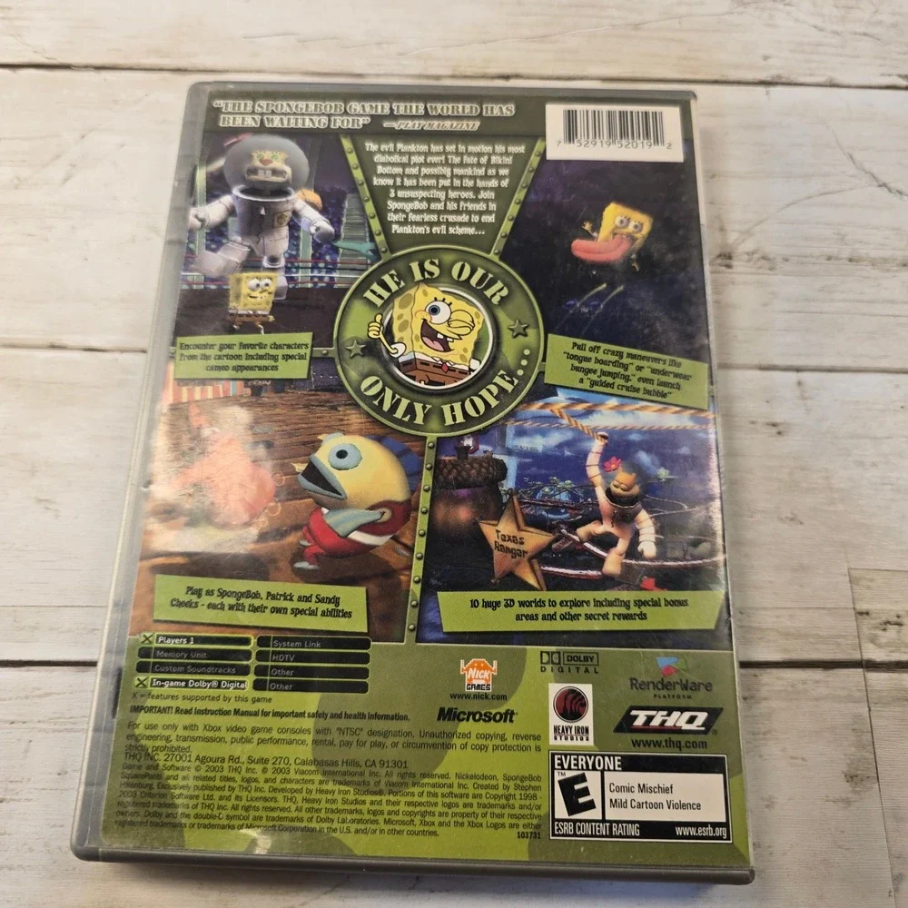 SpongeBob SquarePants Battle for Bikini Bottom Xbox Platinum Family Hits THQ